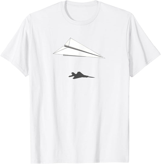 Paper Airplane Shadow F-15 Eagle T-Shirt - T-Shirt | White