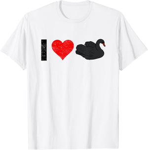 I Love Swans Swan Bird Lover Black Feathers T-Shirt - T-Shirt | White