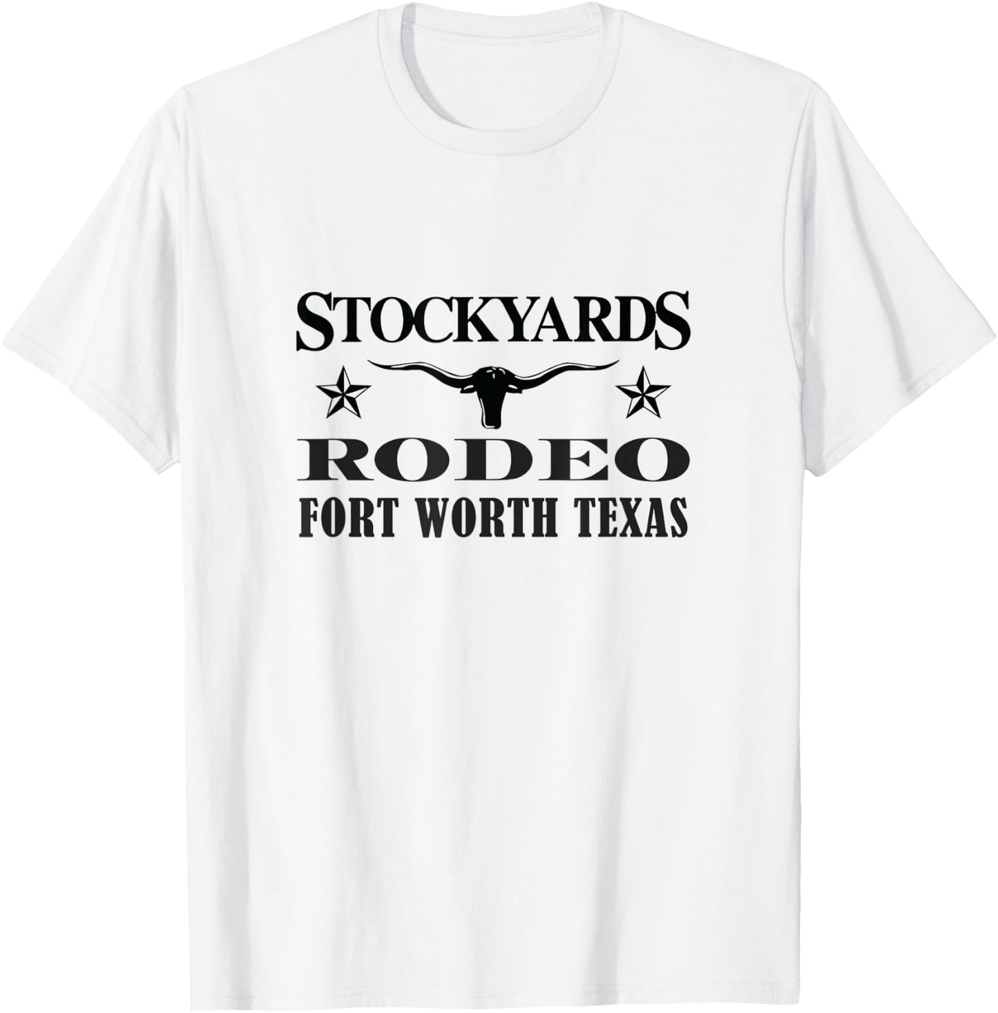 Fort Worth Texas Stockyards and Rodeo Cowboy Design T-Shirt - T-Shirt | White