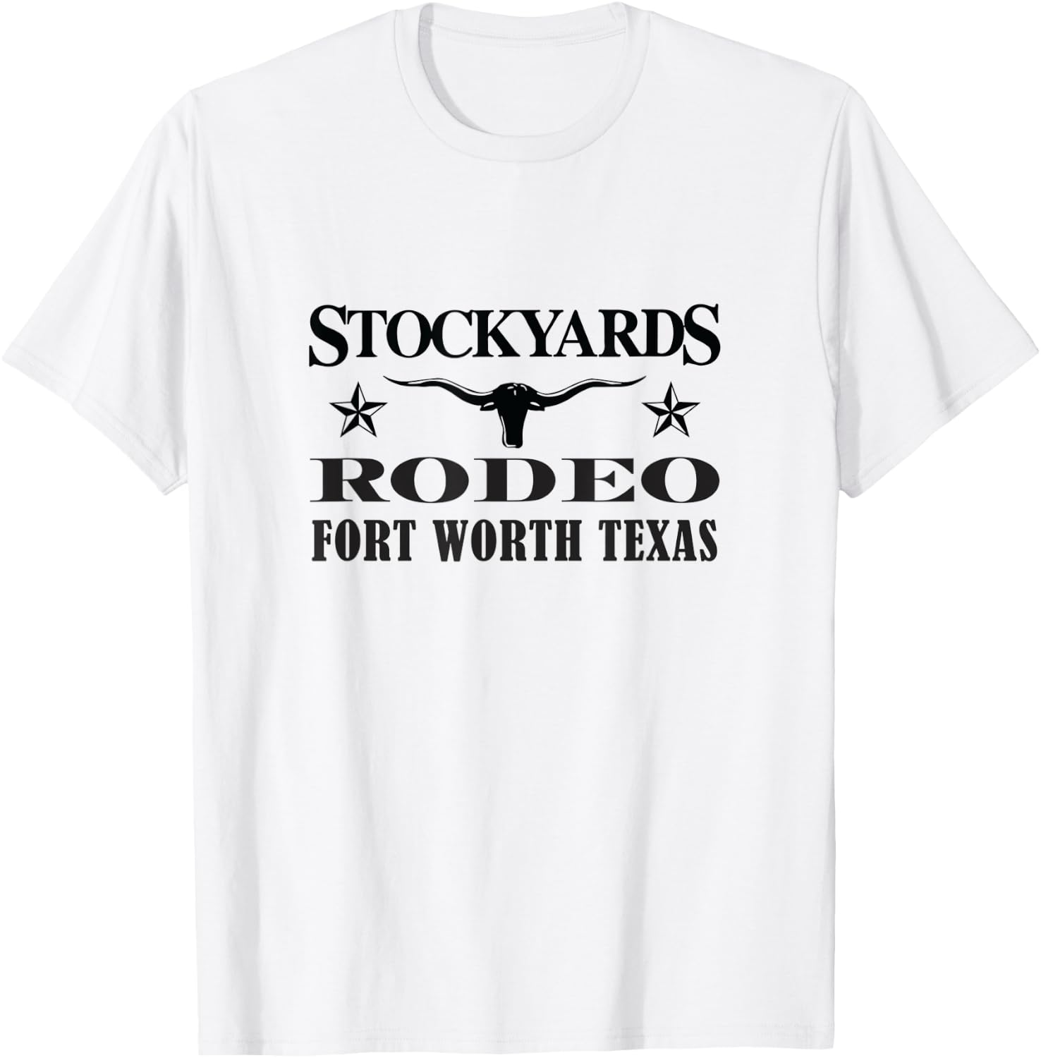 Fort Worth Texas Stockyards and Rodeo Cowboy Design T-Shirt - T-Shirt | White
