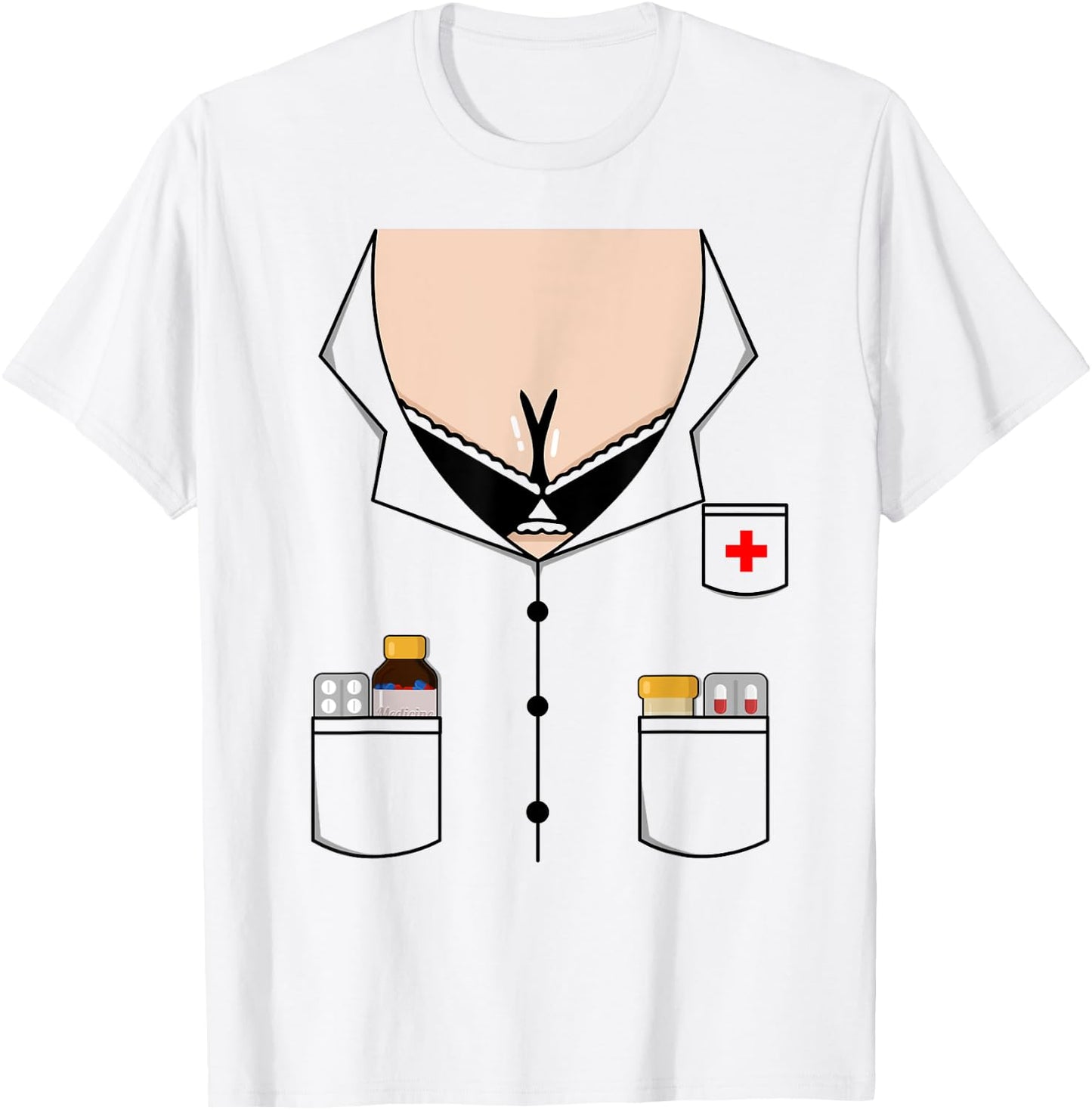 Sexy Nurse Boob Shirt Easy Halloween Costume T-Shirt - T-Shirt | White
