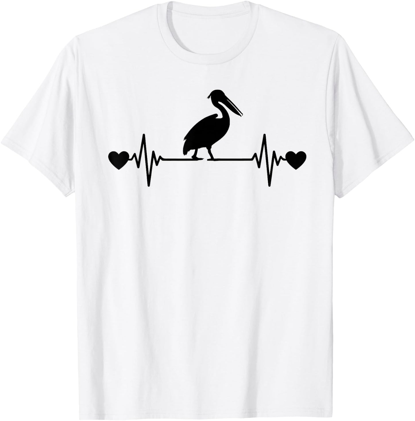 Funny Pelican Lover Men Women Heartbeat Design Pelican T-Shirt - T-Shirt | White