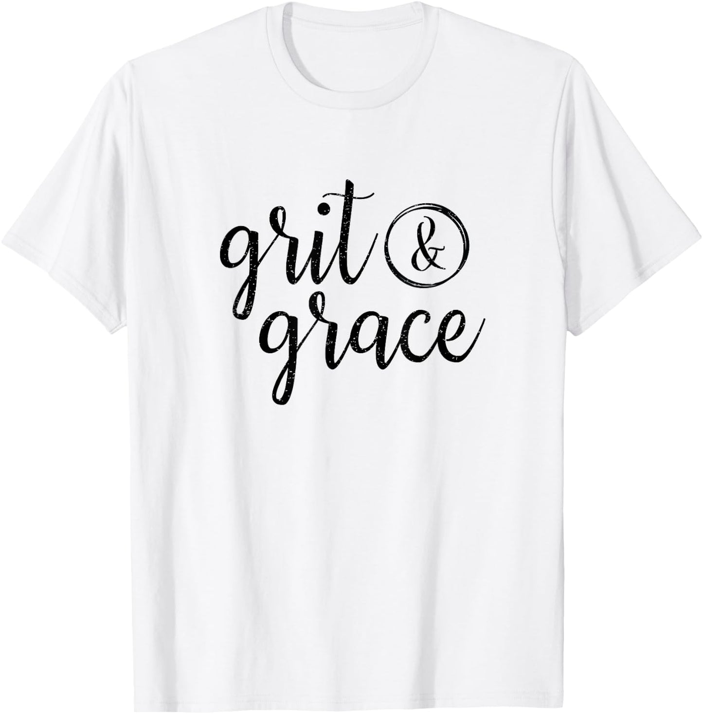 Grit & Grace Vintage Distressed Text T Shirt T-Shirt - T-Shirt | White