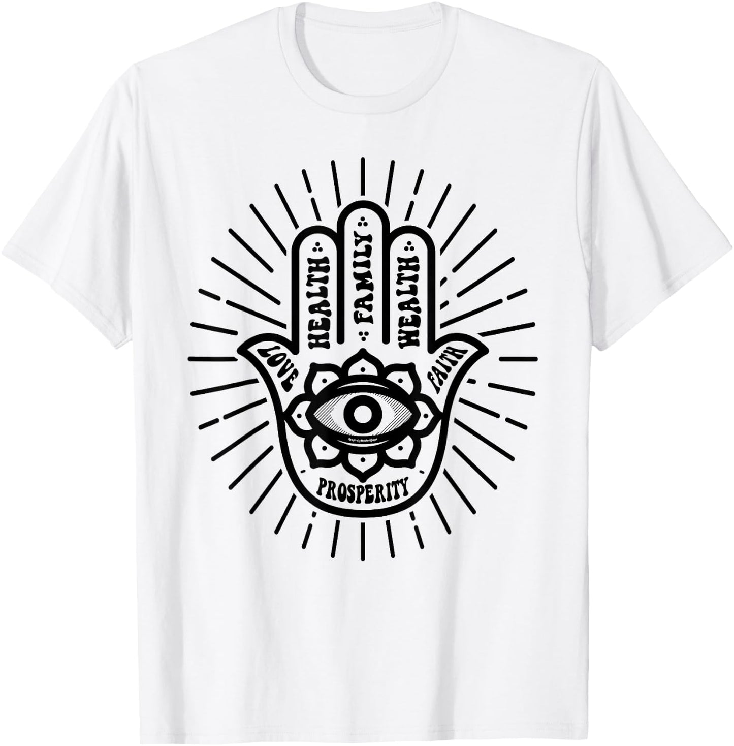 Hamsa Hand Protection Boho Spiritual Aesthetic T-Shirt - T-Shirt | White