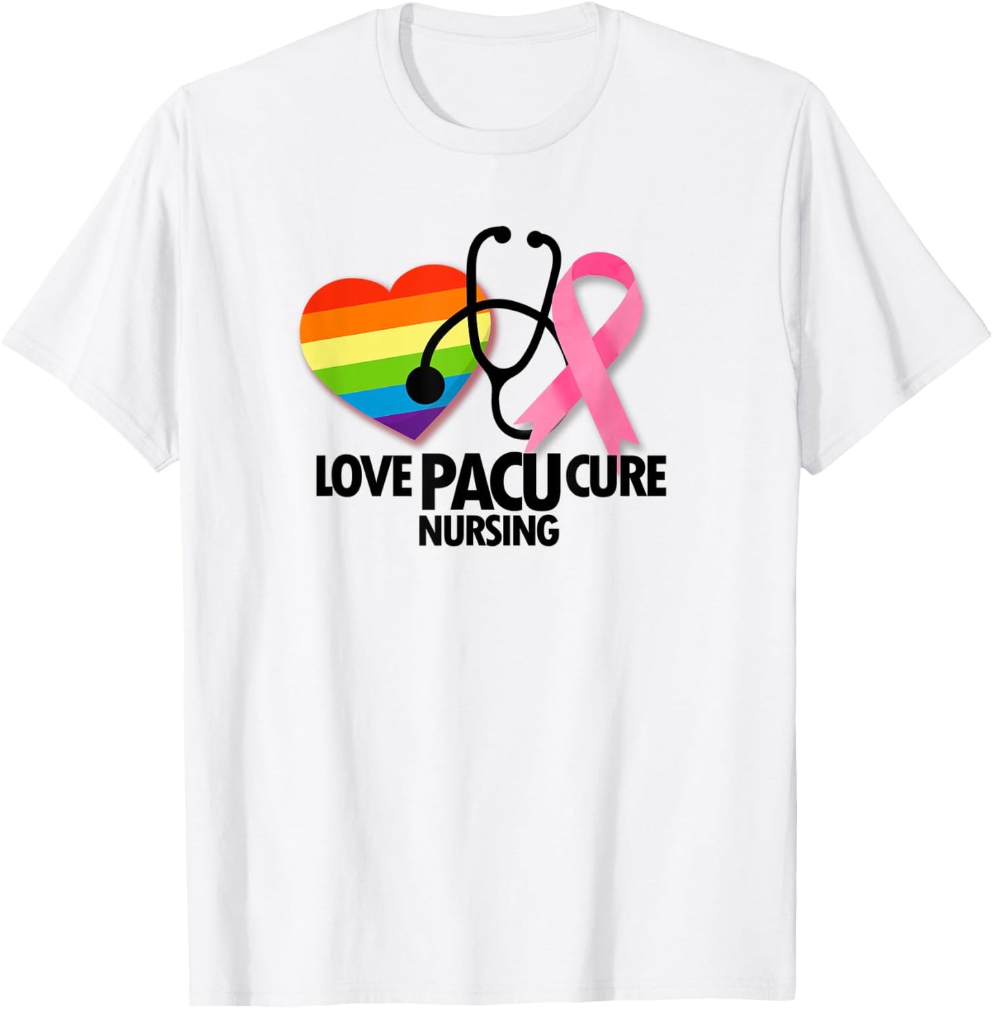 PACU Nurse RN Breast Cancer Awareness T-Shirt - T-Shirt | White