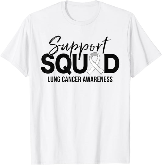 Support Squad Lung Cancer Awareness Support T-Shirt - T-Shirt | White