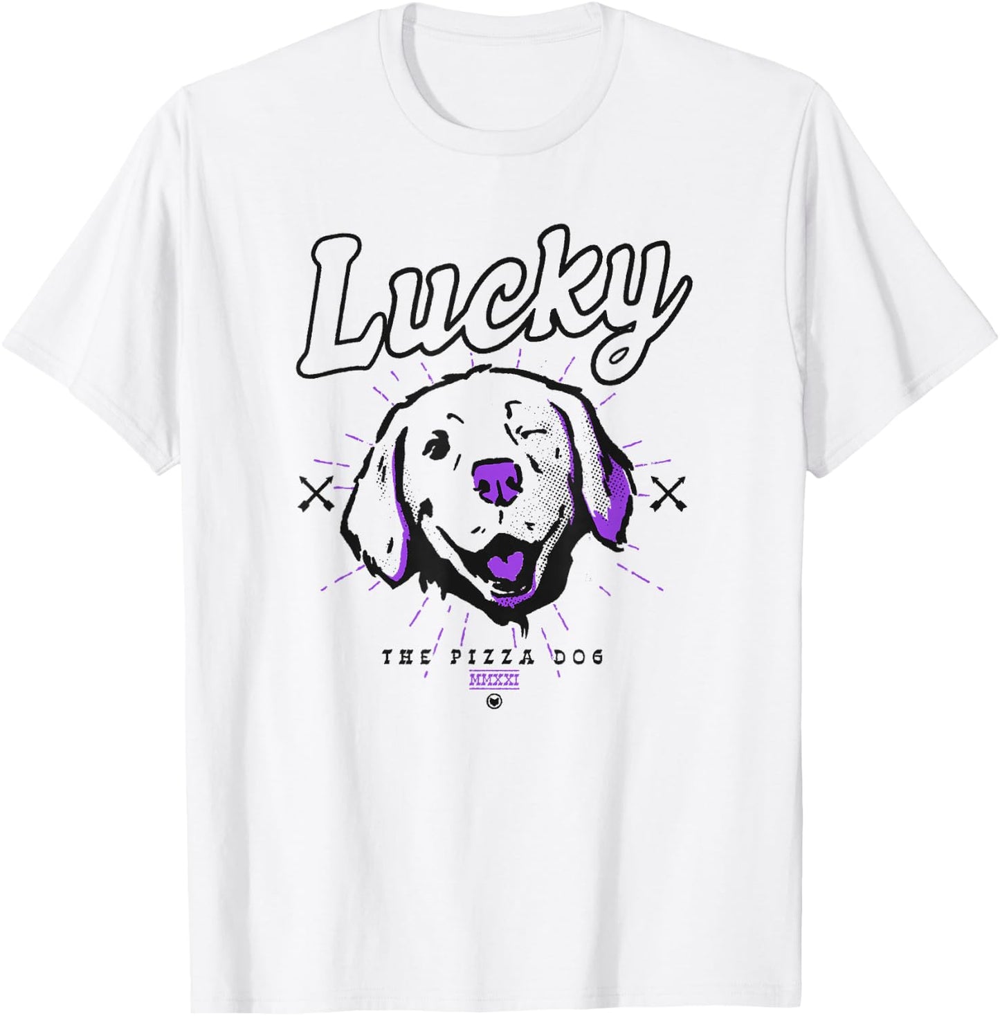 Marvel Hawkeye Disney Plus Lucky The Pizza Dog Line Art V-2 T-Shirt - T-Shirt | White