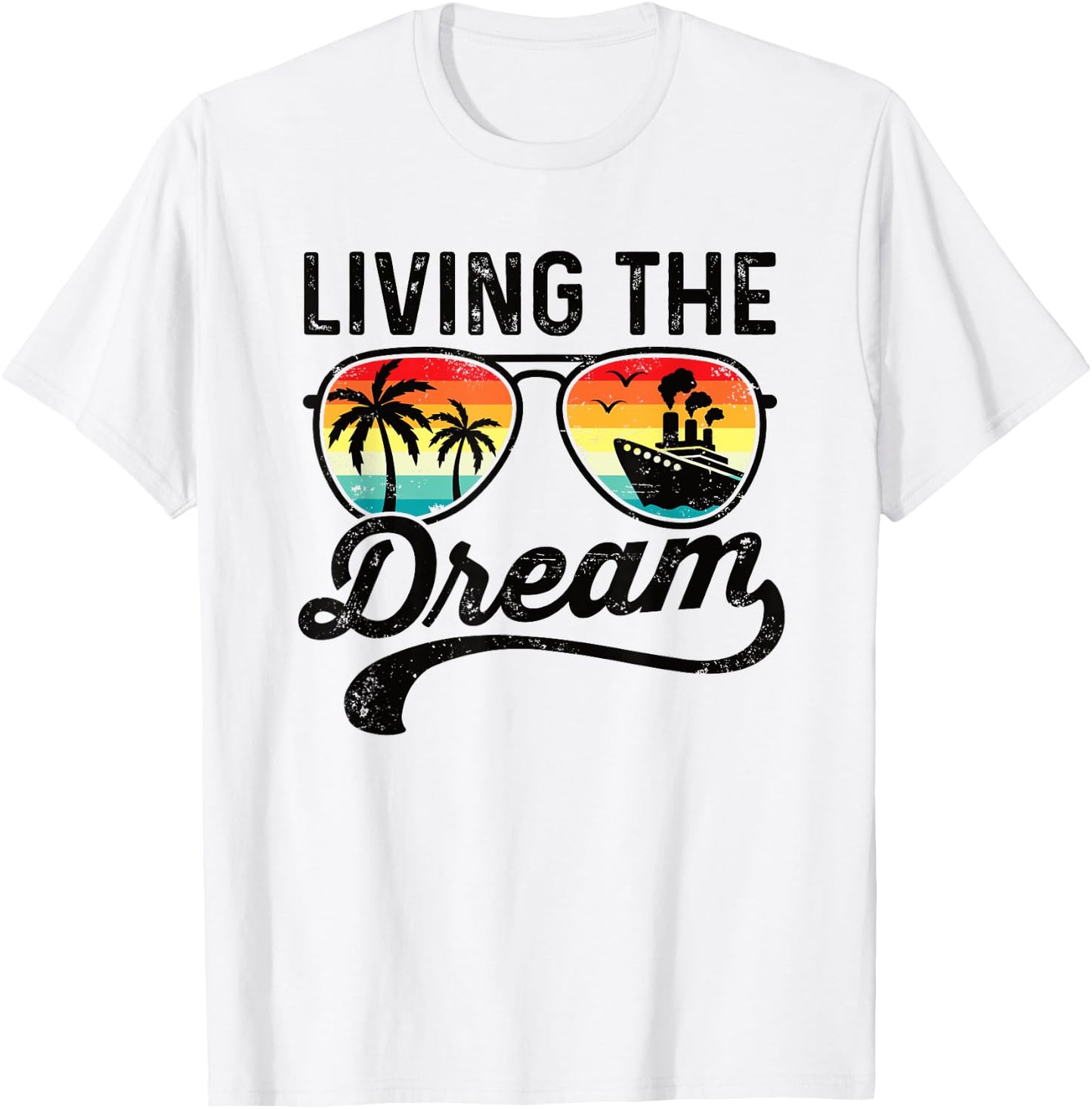 Living The Dream Ocean Cruise Vacation Cruising Retirement T-Shirt - T-Shirt | White