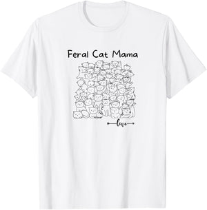 Feral Cat Mom Shirt for Cat Kittens Lovers Mothers Day Gift T-Shirt - T-Shirt | White