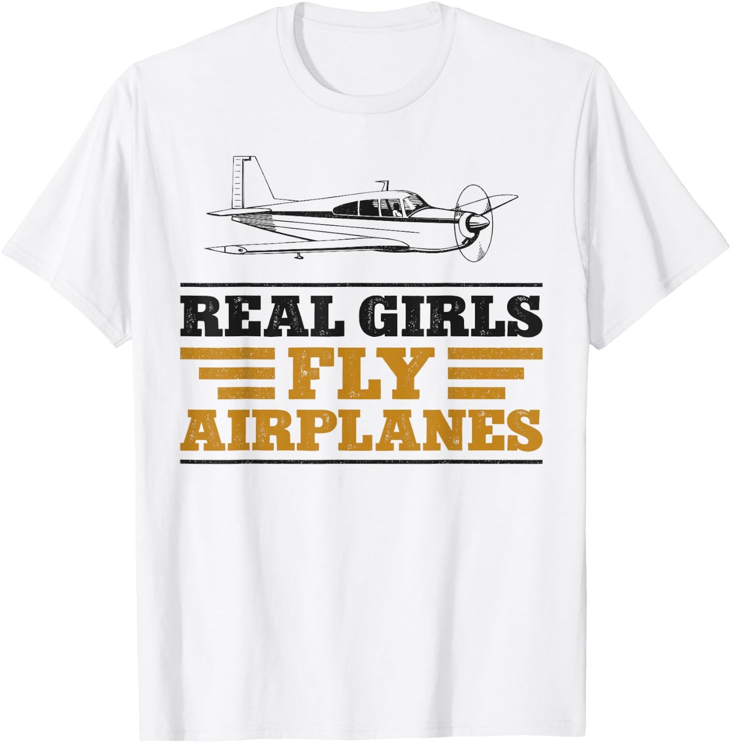 Airplane Pilot Girl Vintage Real Girls Fly Airplanes T-Shirt - T-Shirt | White