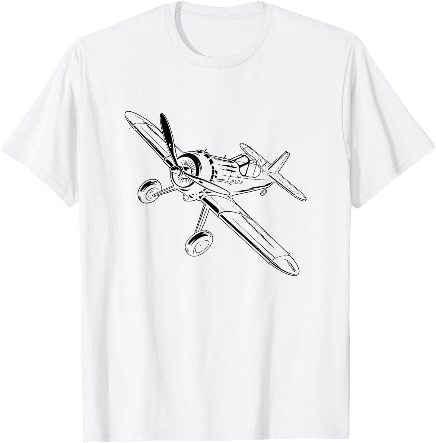 Propeller Aircraft Drawing Plane Lover T-Shirt - T-Shirt | White