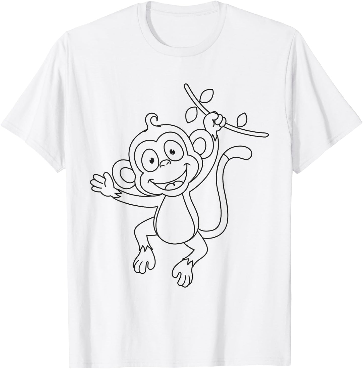 Cute monkey to paint and color in for children T-Shirt - T-Shirt | White