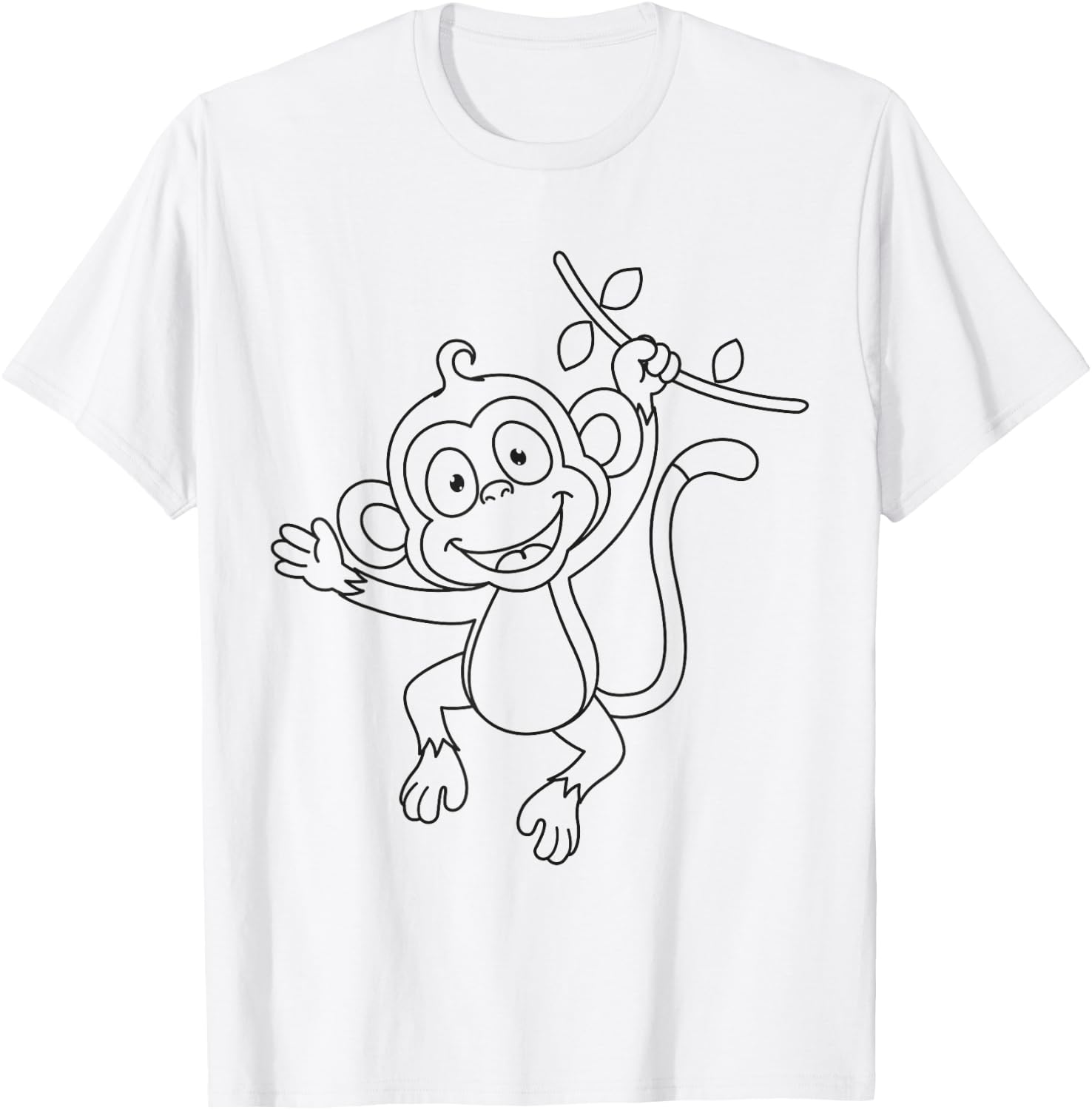 Cute monkey to paint and color in for children T-Shirt - T-Shirt | White