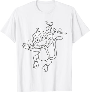 Cute monkey to paint and color in for children T-Shirt - T-Shirt | White