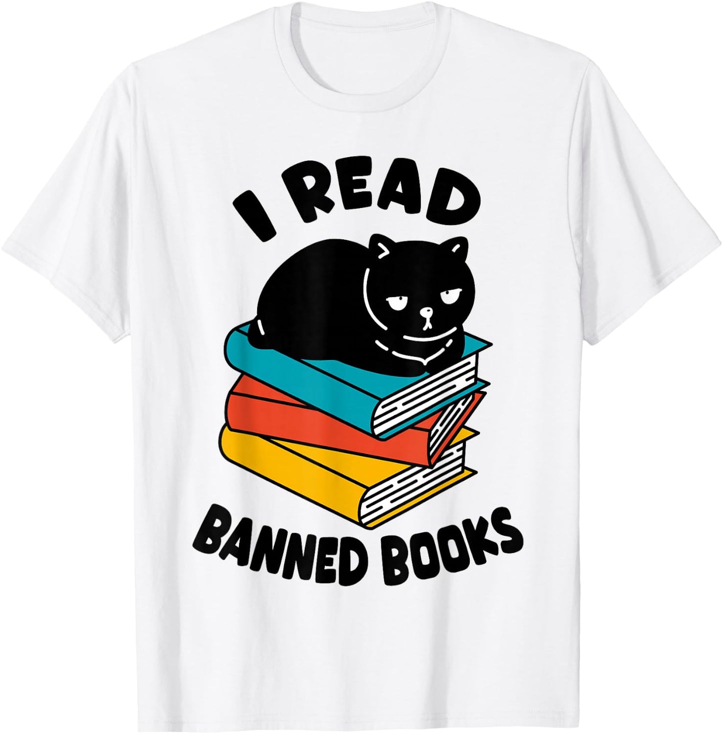 I Read Banned Books Black Cat Reader Bookworm Women T-Shirt - T-Shirt | White