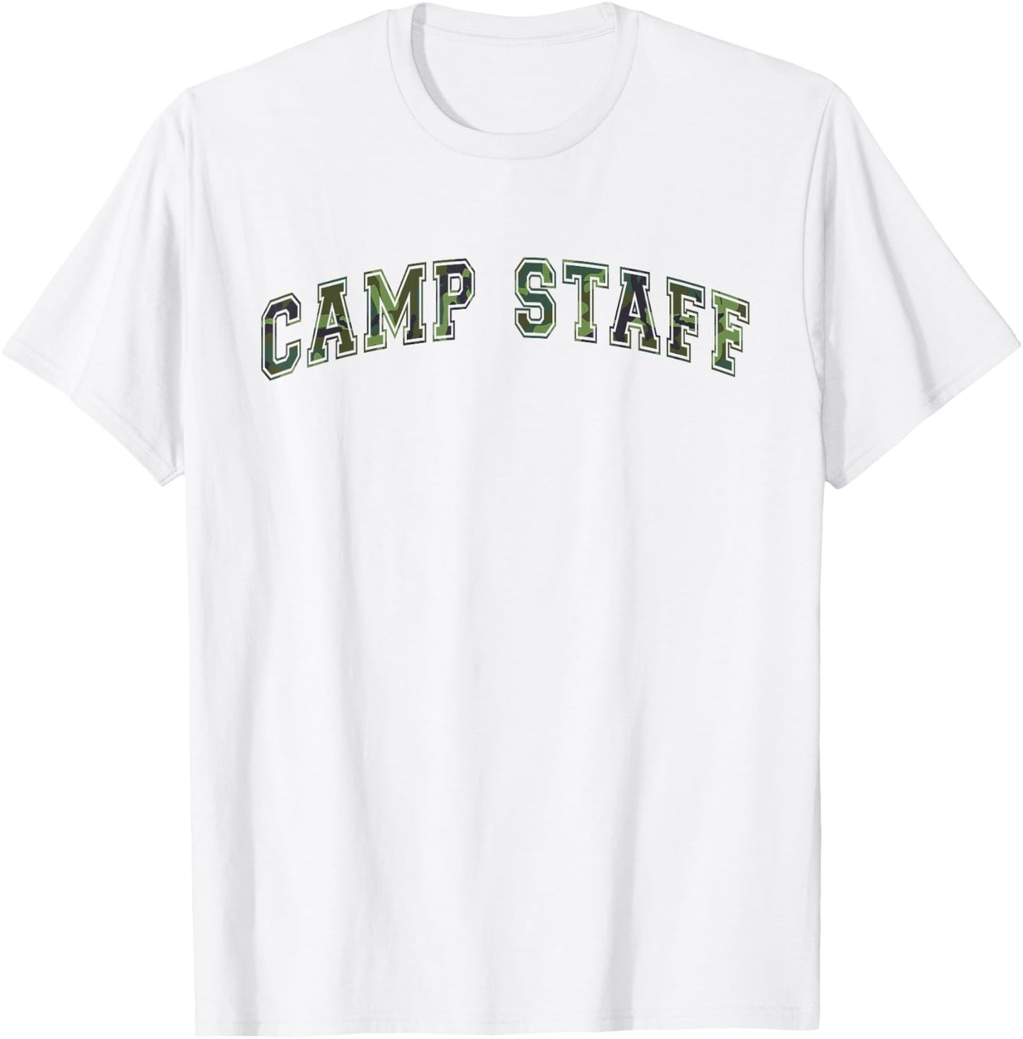 Camo CAMP STAFF Summer Campsite Host Director Team School T-Shirt - T-Shirt | White