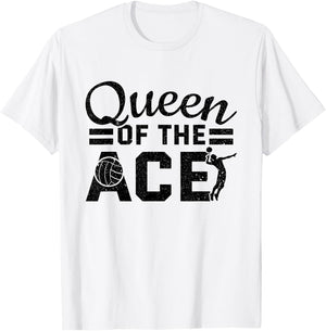 Volleyball Team Player Queen Of The Ace Women Volleyball T-Shirt - T-Shirt | White