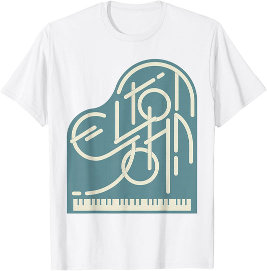 Elton John Official Piano Logo T-Shirt - T-Shirt | White
