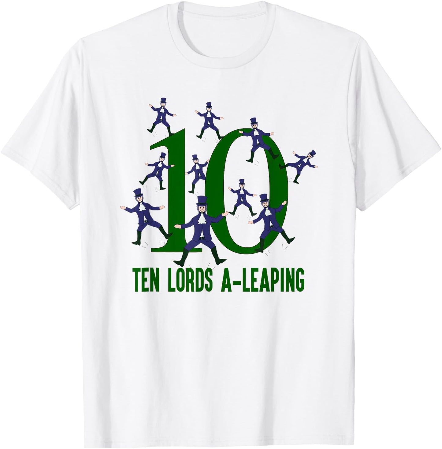 Ten Lords A-Leaping Song 12 Days Christmas T-Shirt - T-Shirt | White