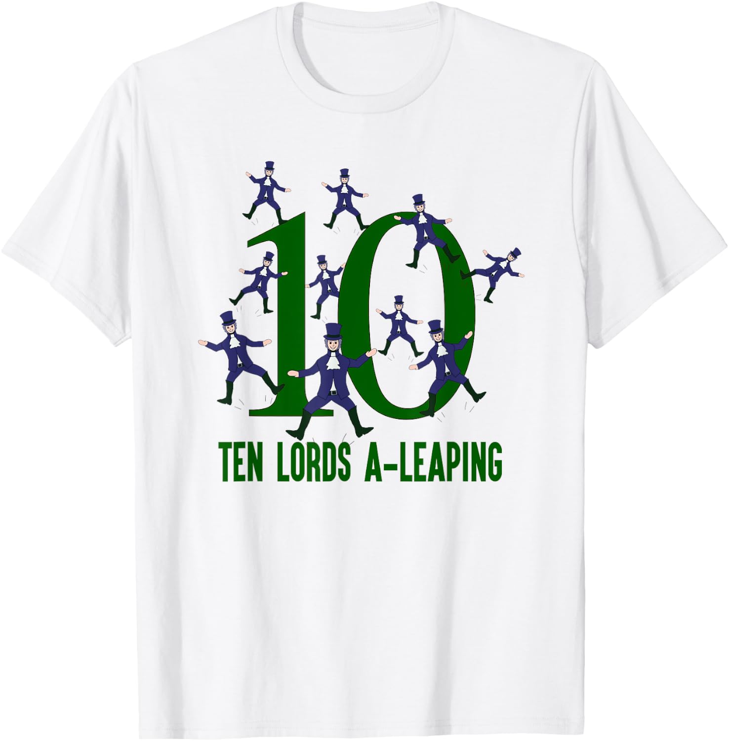 Ten Lords A-Leaping Song 12 Days Christmas T-Shirt - T-Shirt | White