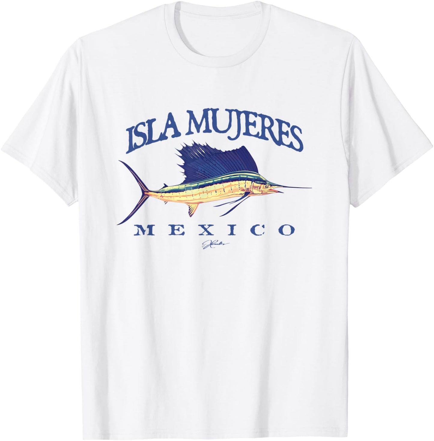 JCombs: Isla Mujeres, Mexico, Vintage Sailfish T-Shirt - T-Shirt | White