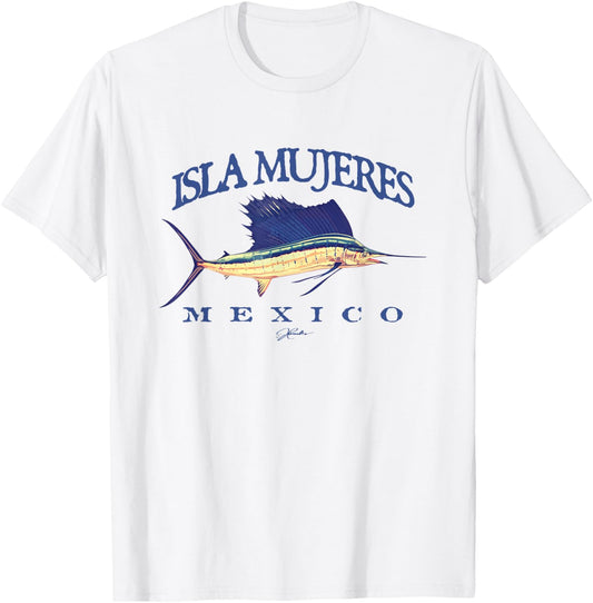 JCombs: Isla Mujeres, Mexico, Vintage Sailfish T-Shirt - T-Shirt | White