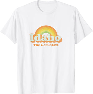 Retro Idaho T Shirt Vintage 70s Rainbow Design T-Shirt - T-Shirt | White