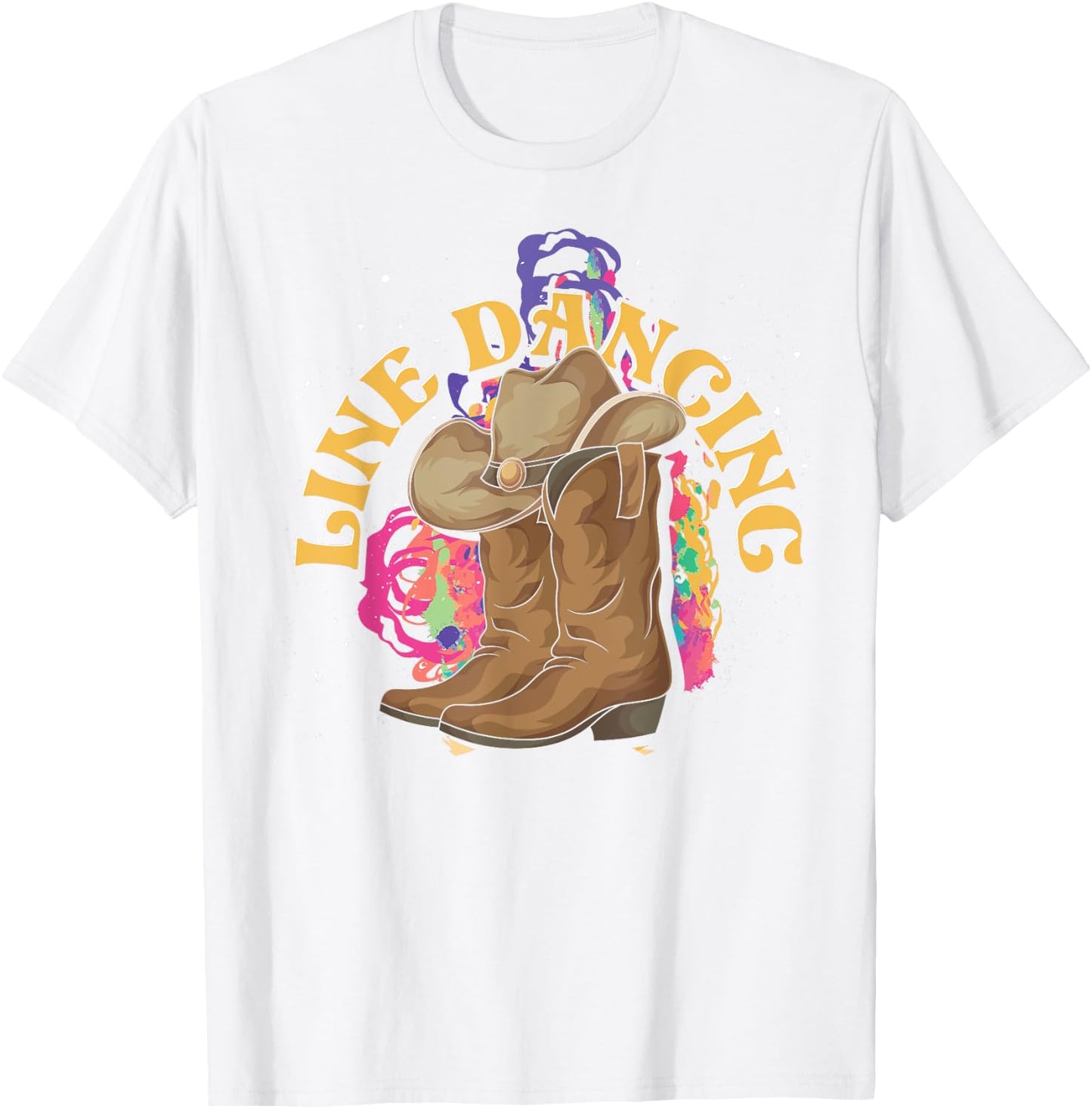 Line Dancing Cowboy Boots Hat Line Dancer Western Line Dance T-Shirt - T-Shirt | White