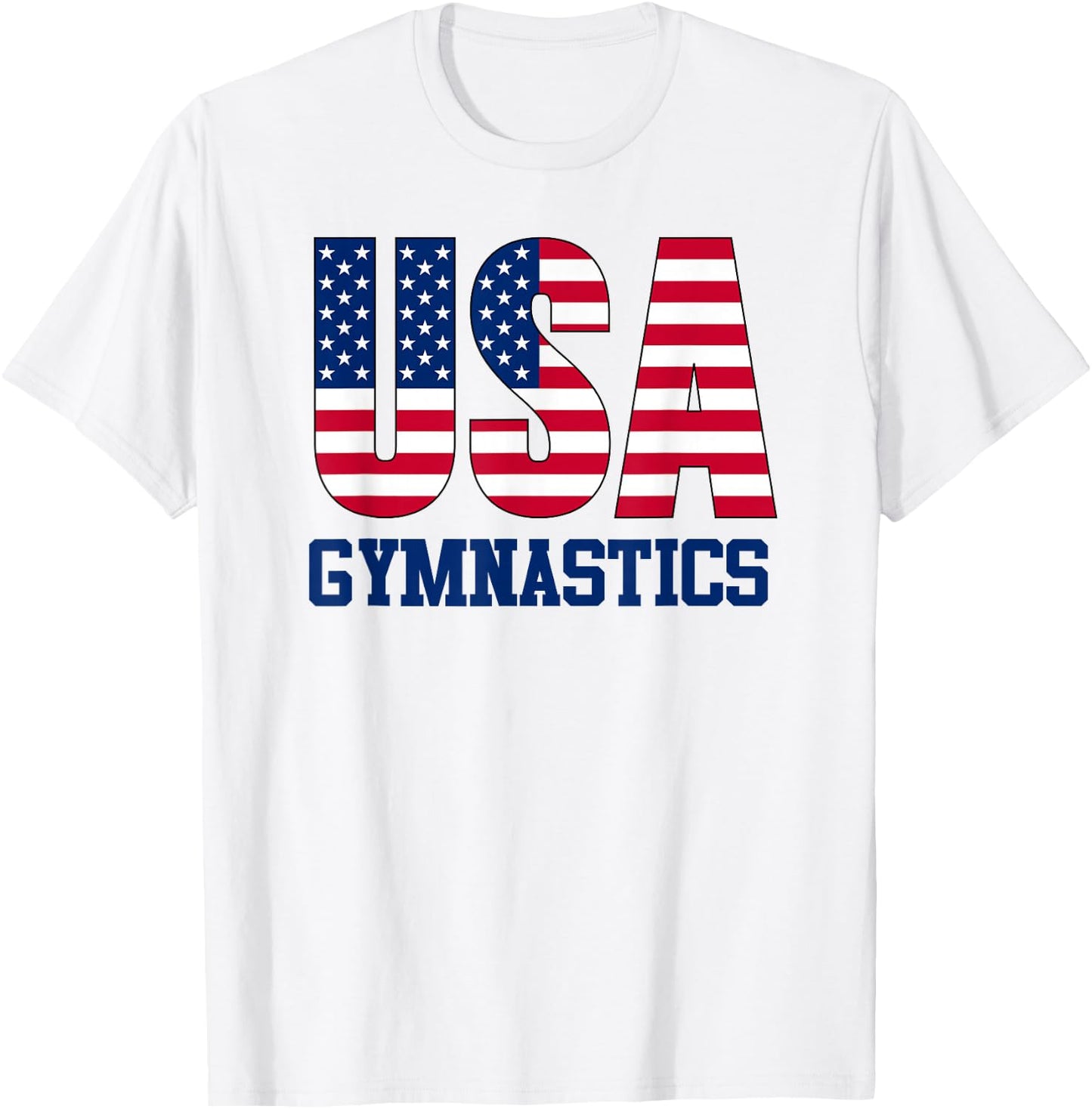 USA with American Flag Gymnastics Sports T-Shirt - T-Shirt | White