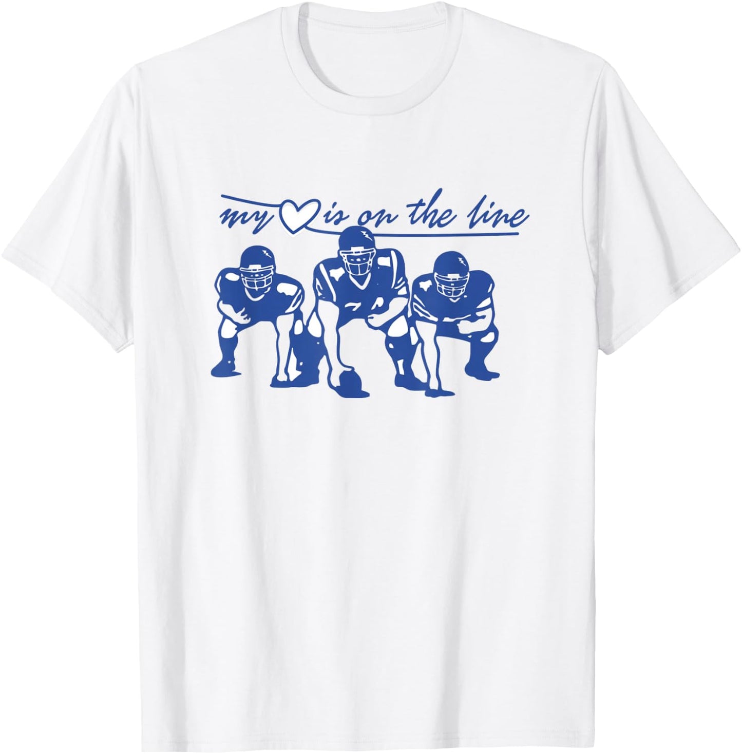 Football My heart Is On The Line offensive Lineman T-Shirt - T-Shirt | White