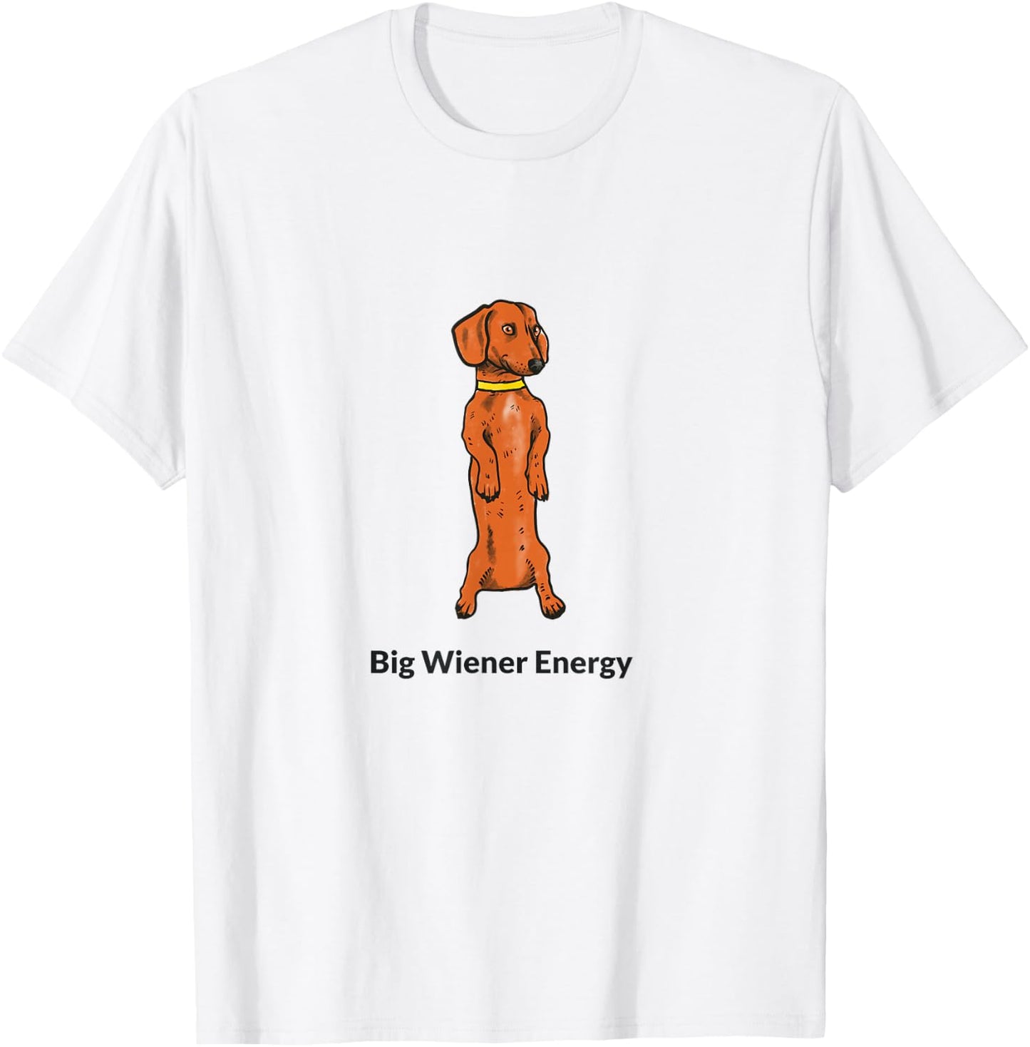 Katatat Designs Big Wiener Energy - Women's Dachshund Pattern - Blue - 3X-Large - Classic Fit - Short Sleeve - - Solid Colors: 100% Cotton T-Shirt - T-Shirt | White