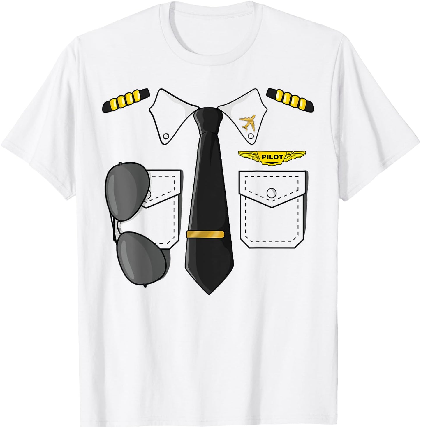 Airplane Airline Pilot Costume Kids Dress Up Halloween T-Shirt - T-Shirt | White