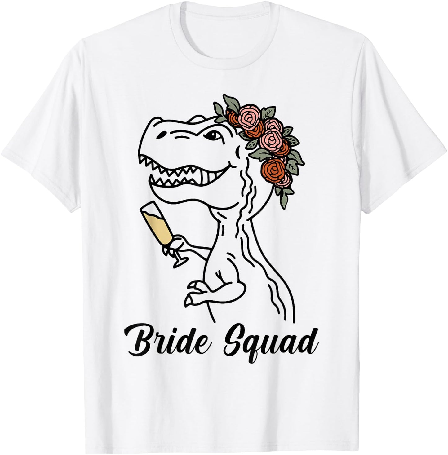 Dinosaur Bride Squad Bridesmaid Bachelorette Party Matching T-Shirt - T-Shirt | White
