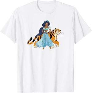 Disney Aladdin Jasmine And Rajah Tiger Pose T-Shirt - T-Shirt | White