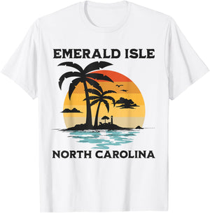 Emerald Isle North Carolina Beach Surf Summer Vacation T-Shirt - T-Shirt | White