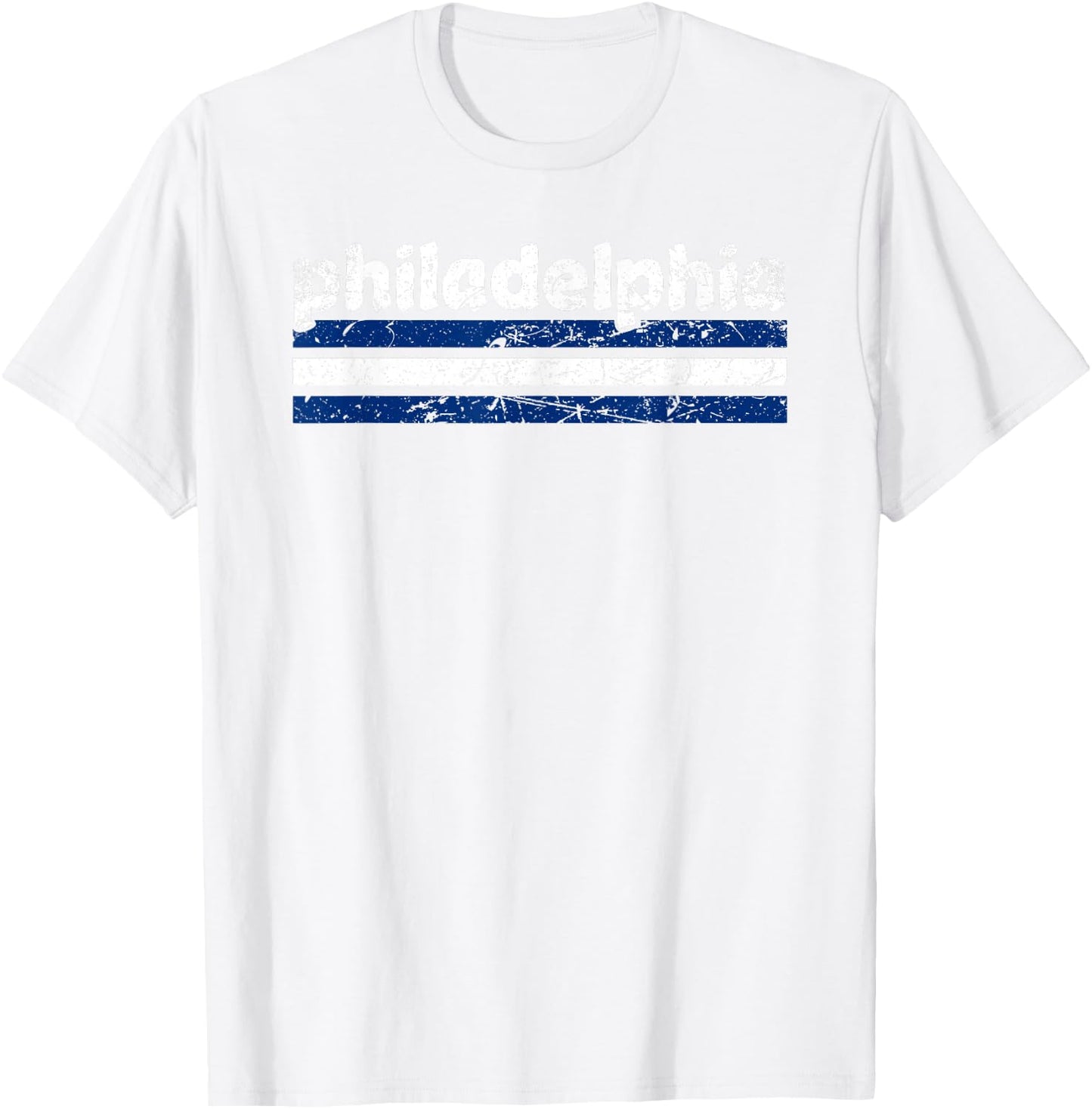 Philadelphia Pennsylvania Three Stripe Vintage Weathered T-Shirt - T-Shirt | White