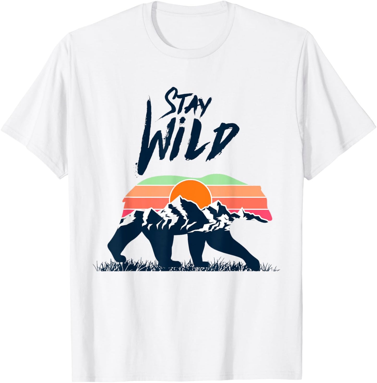 Stay Wild With California Bear T Shirt, Bear Graphic Design T-Shirt - T-Shirt | White