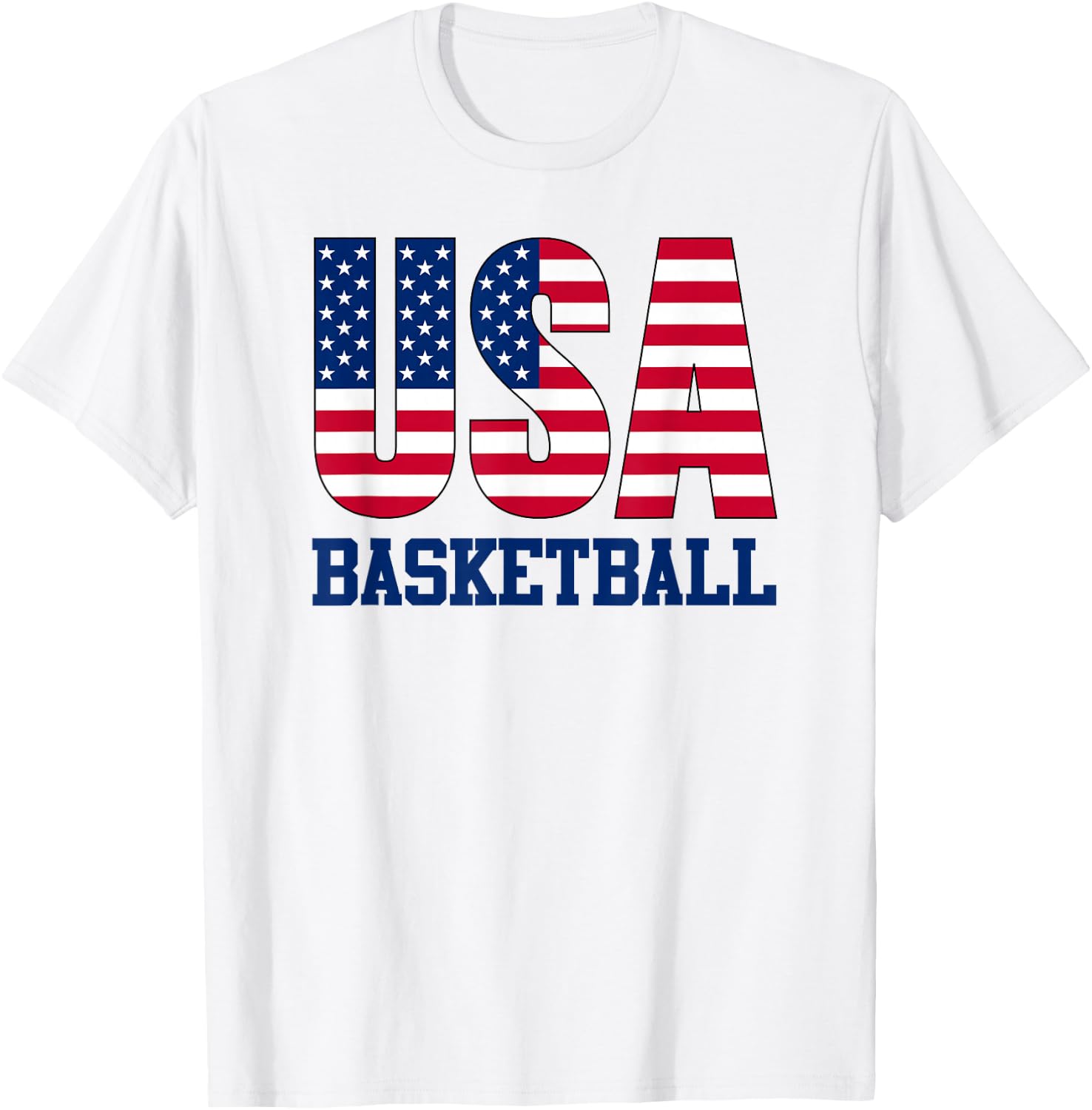 USA with American Flag Basketball Sports T-Shirt - T-Shirt | White