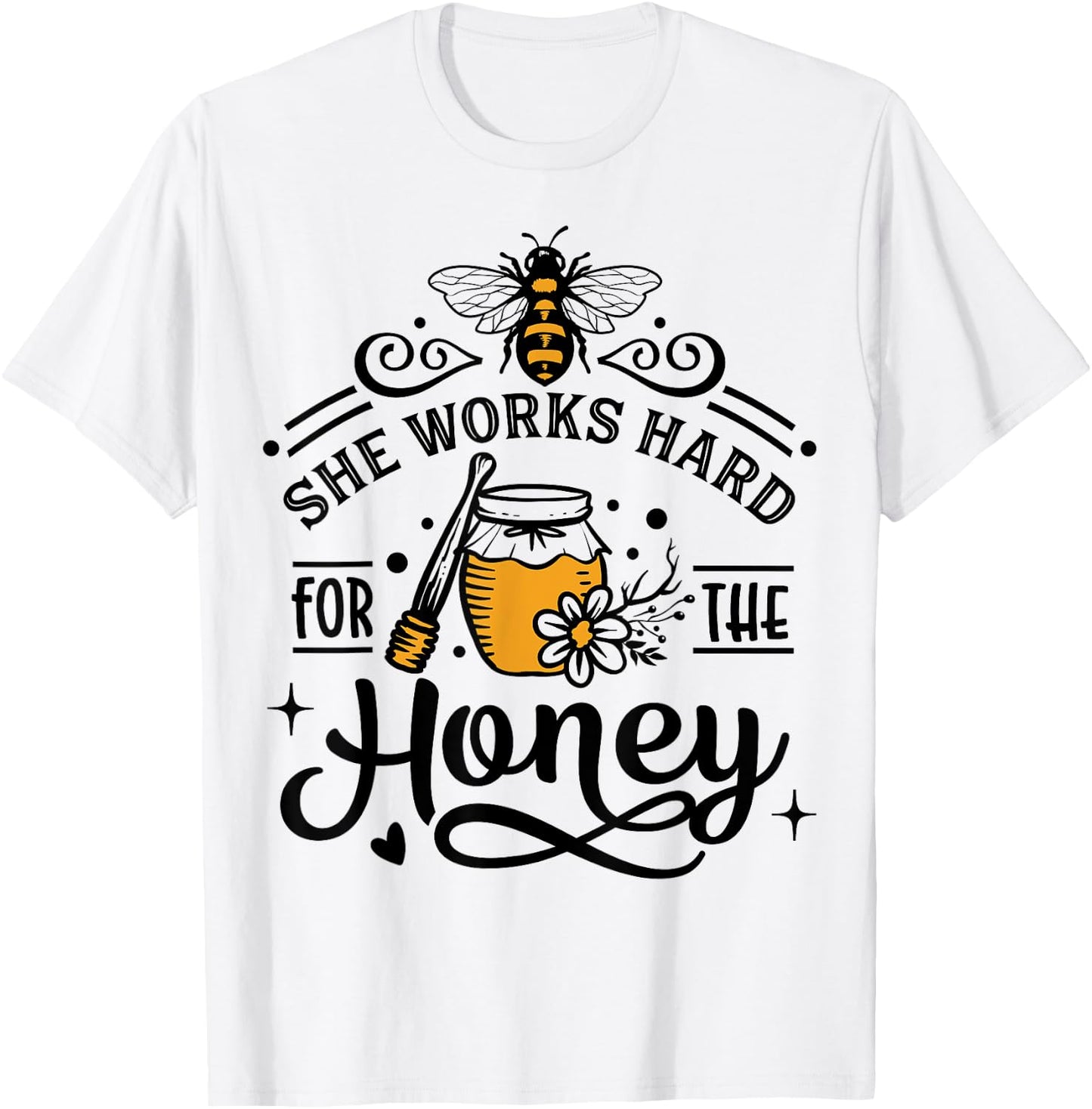 She work hard for the honey white - bee halloween costume T-Shirt - T-Shirt | White