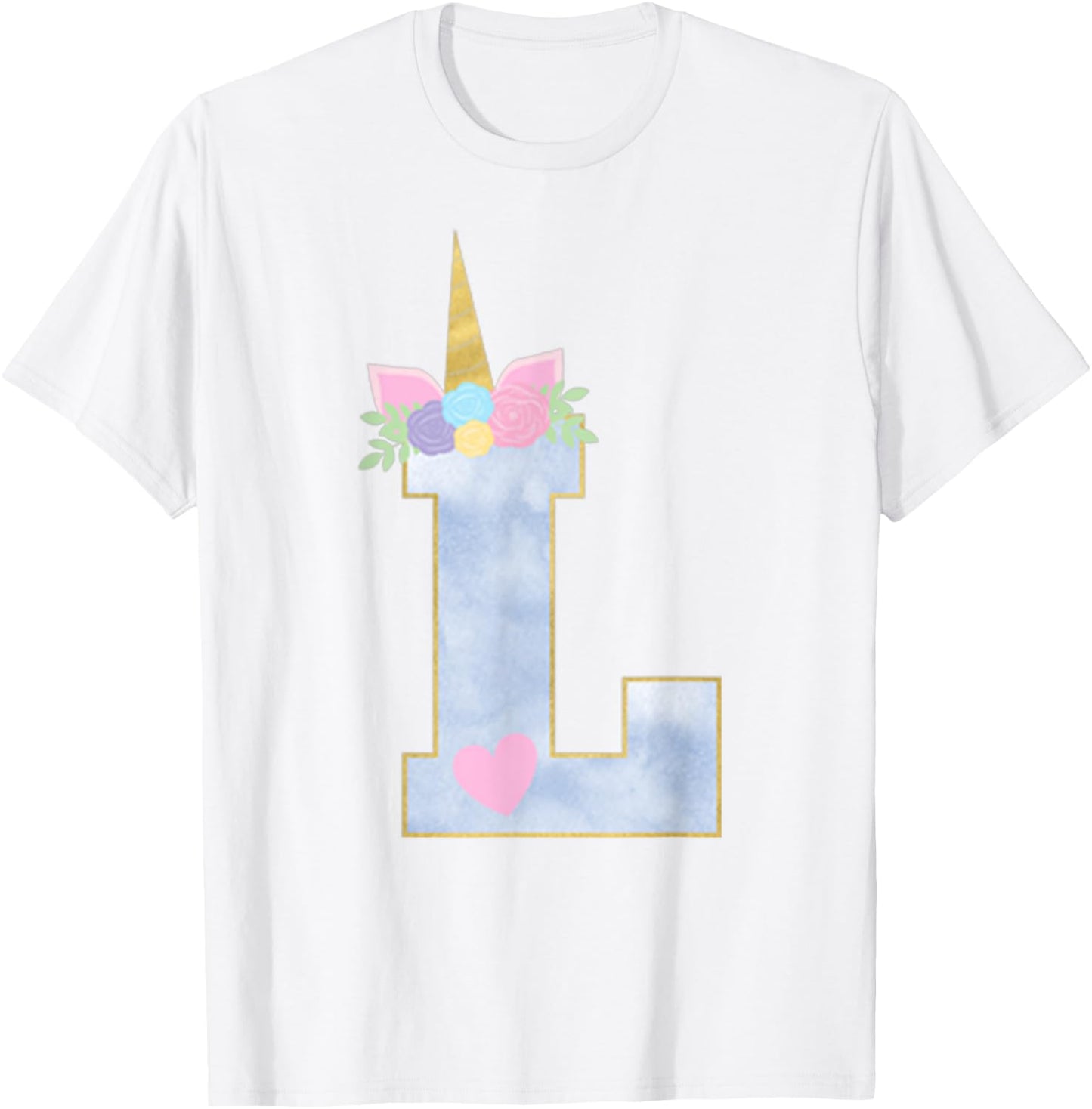 Initial L Unicorn Alphabet Letter for Girls T-Shirt - T-Shirt | White