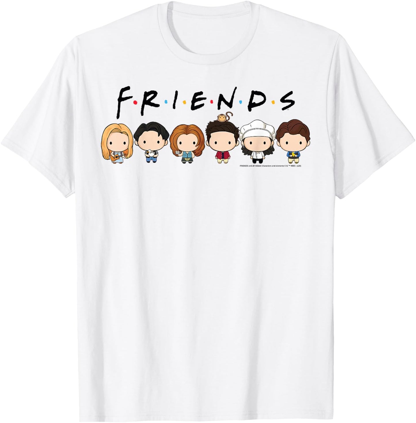 Friends Chibi Group Shot Lineup T-Shirt - T-Shirt | White