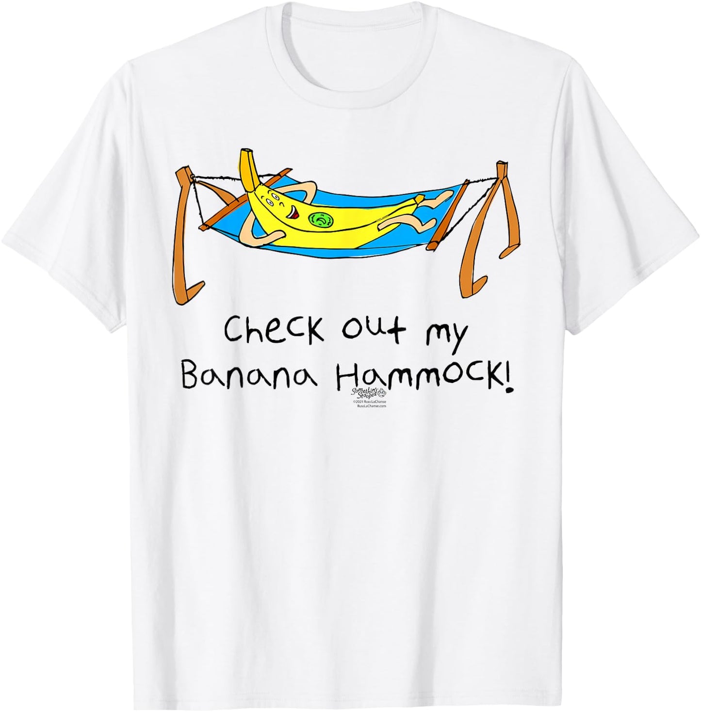 Check Out My Banana Hammock! Funny Dad Joke Word Design T-Shirt - T-Shirt | White