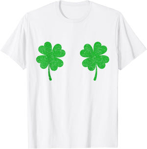 Shamrock Boobs Shirt Funny Irish Boobies St Patrick's Day T-Shirt - T-Shirt | White