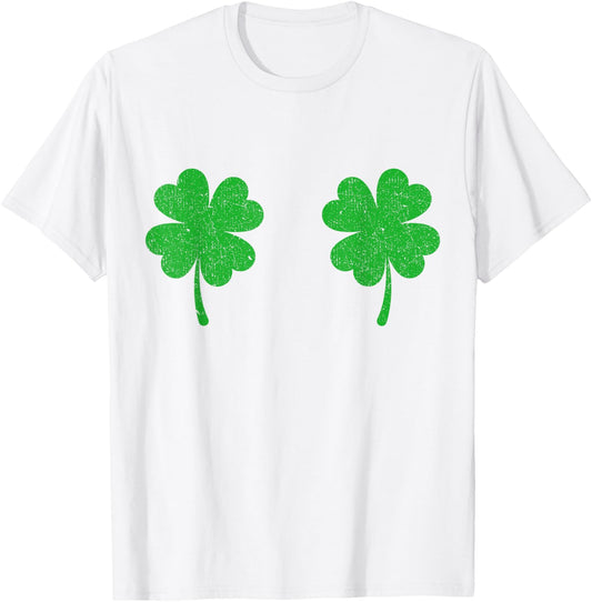 Shamrock Boobs Shirt Funny Irish Boobies St Patrick's Day T-Shirt - T-Shirt | White