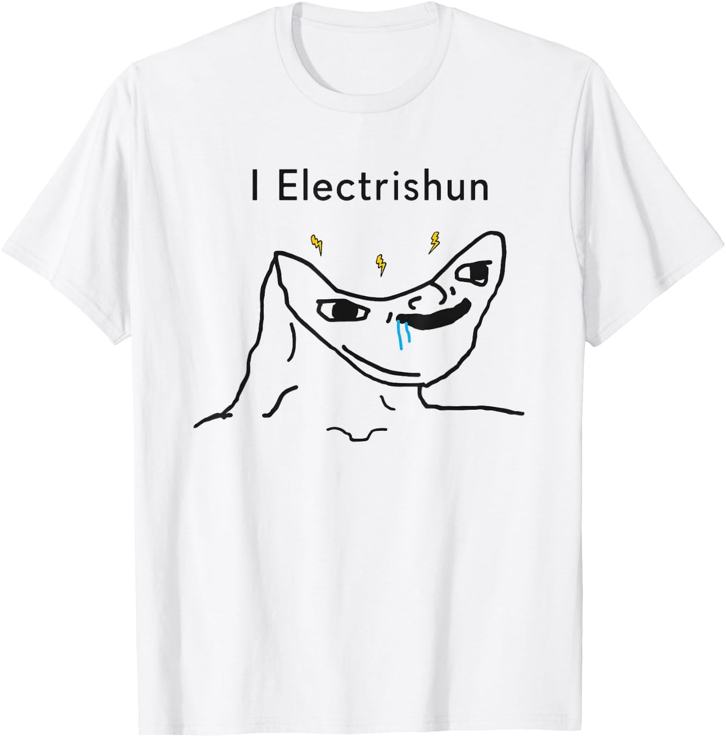 I Electrishun Meme Funny Electrician T-Shirt - T-Shirt | White