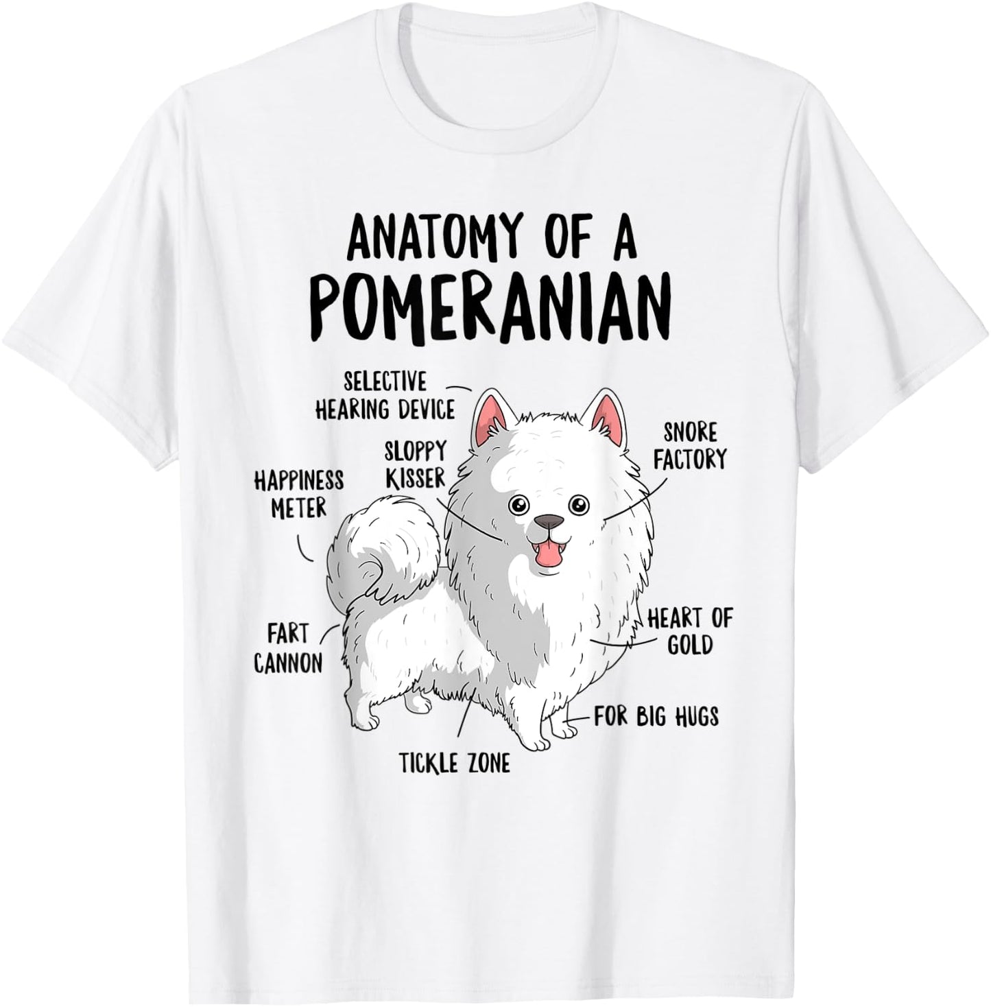 Anatomy of A Pomeranian Dog Owner Pom Puppy Funny Cute T-Shirt - T-Shirt | White