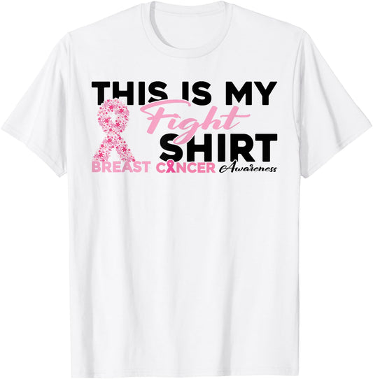 This Is My Fight Warrior Pink Woman Breast Cancer Awareness T-Shirt - T-Shirt | White