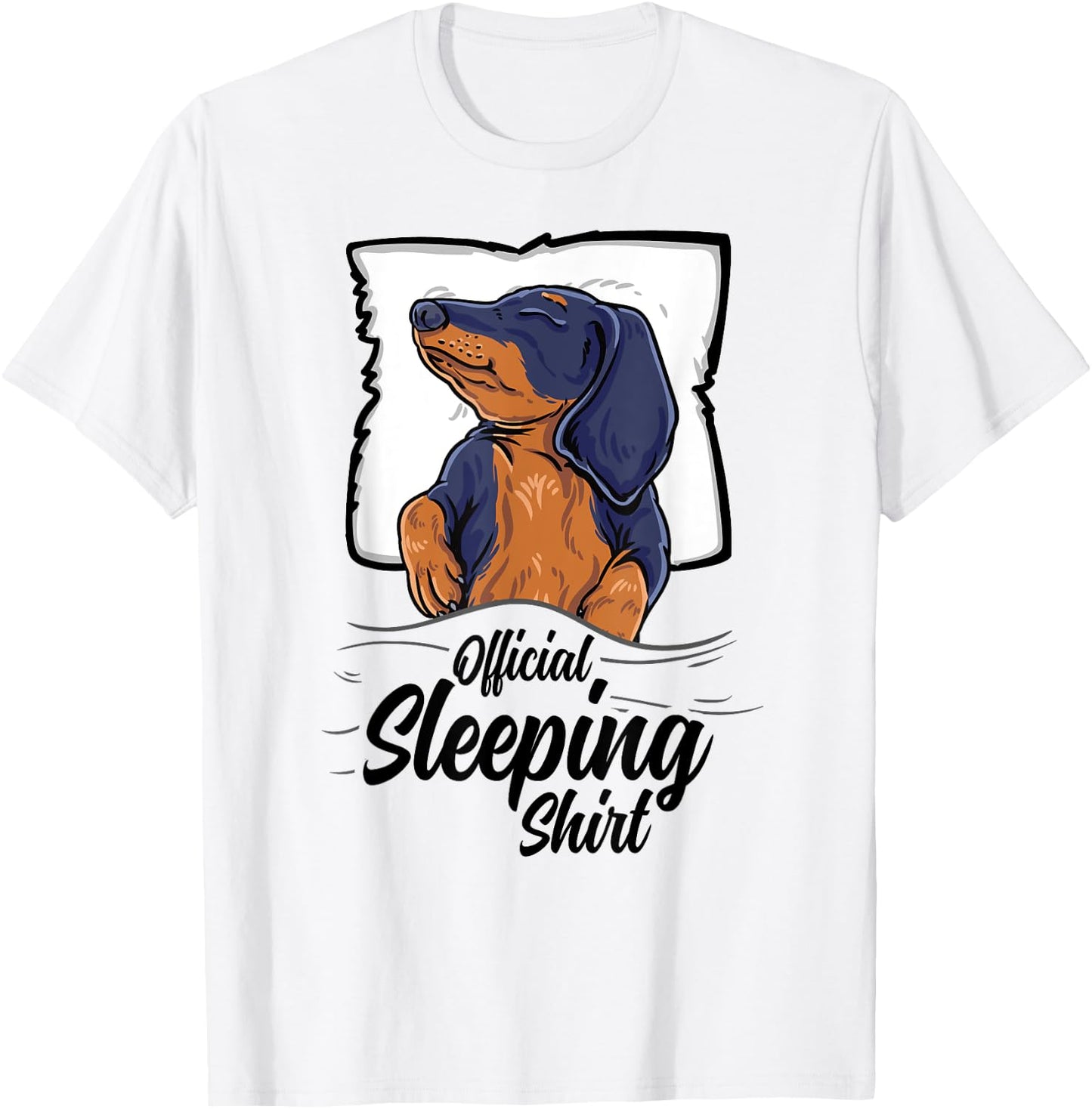 official sleeping Shirt cute dachshund dog sleep nightgown Men Women Kids T-Shirt - T-Shirt | White