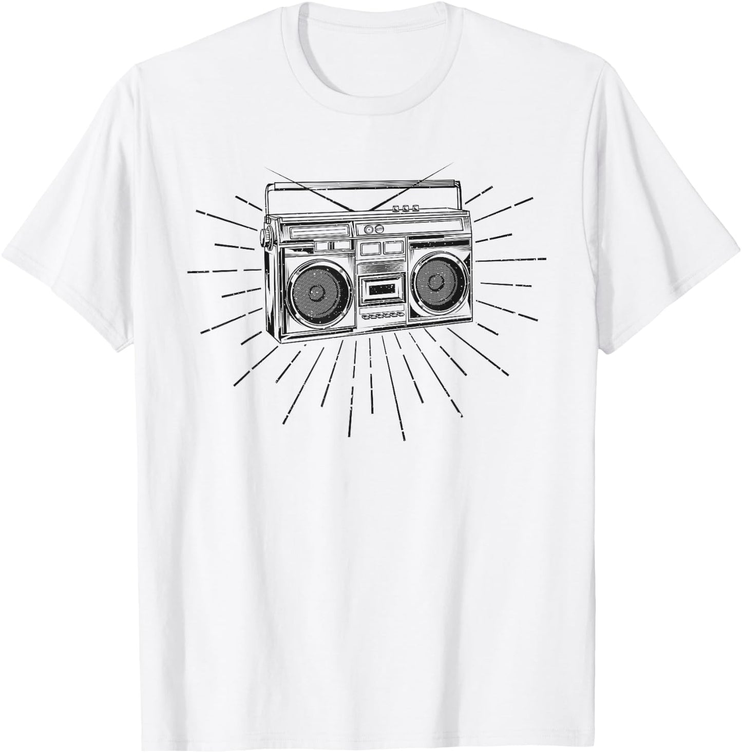 Retro Vintage 80s Boom Box Ghetto Blaster Radio Stack T-Shirt - T-Shirt | White