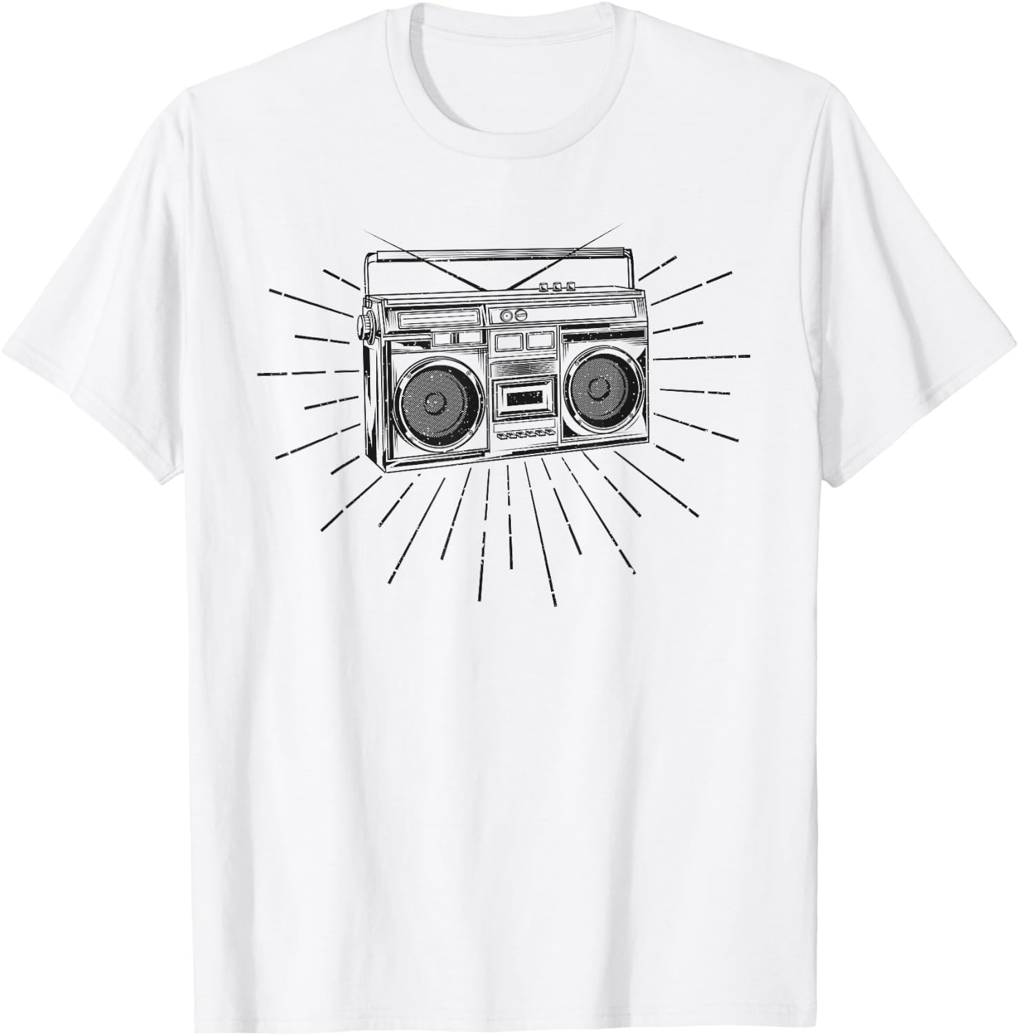 Retro Vintage 80s Boom Box Ghetto Blaster Radio Stack T-Shirt - T-Shirt | White